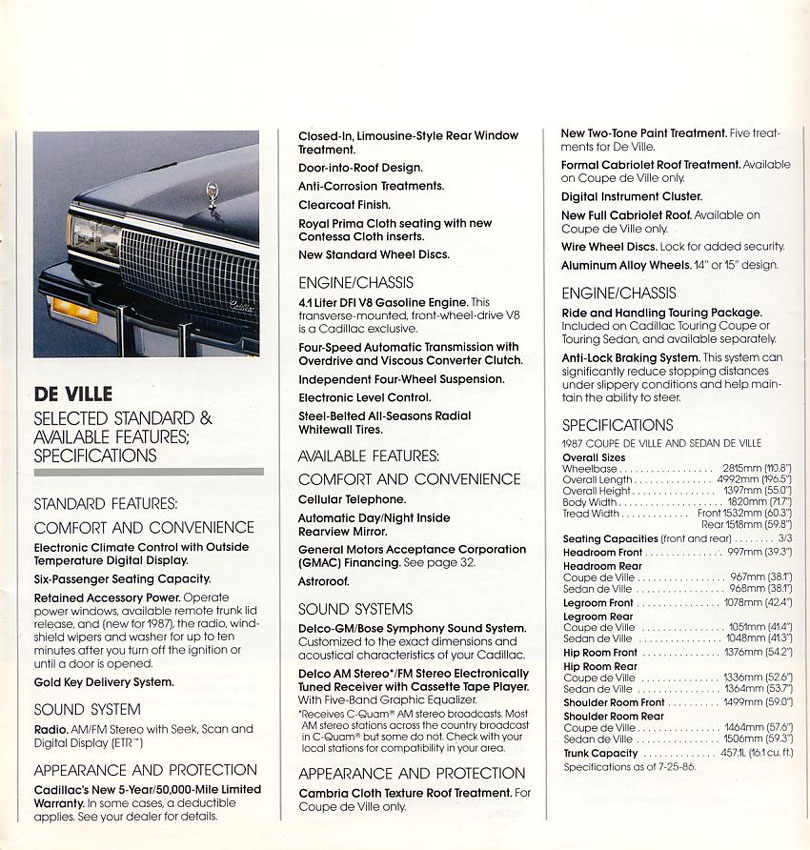 1987 Cadillac Brochure Page 21